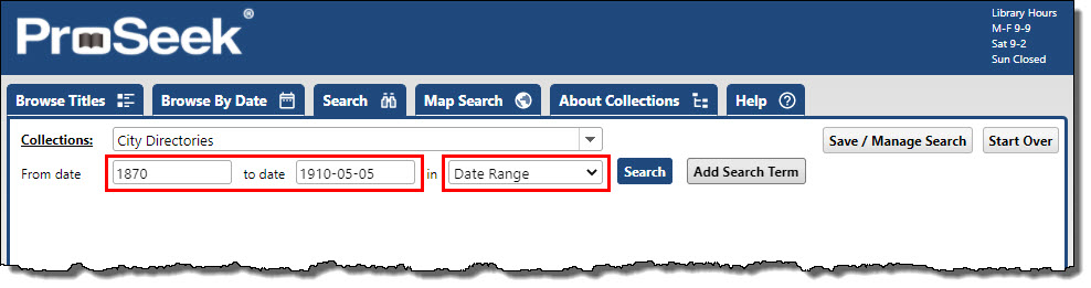search date range